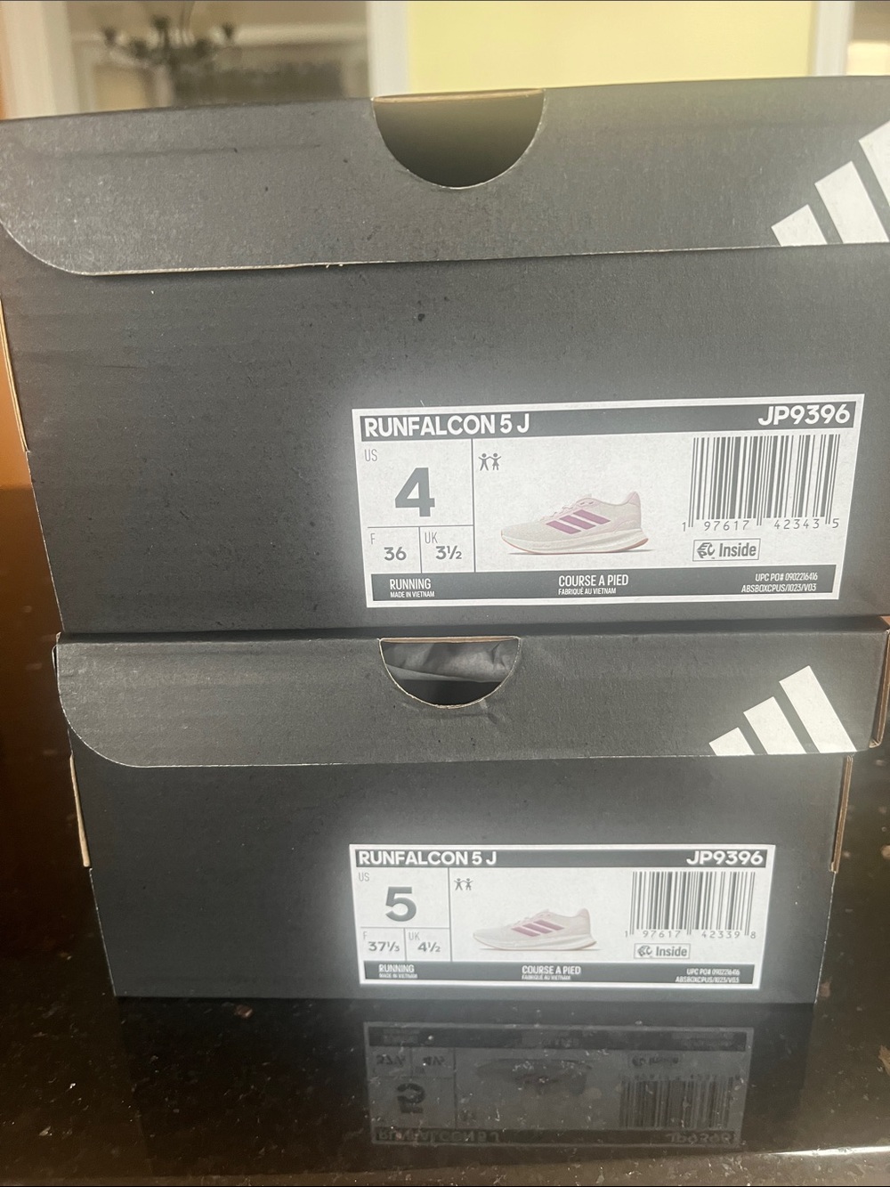 Adidas Kids' Runfalcon 5 Shoes in Cloud White / Clear Pink / Gum - Picture 6 of 7